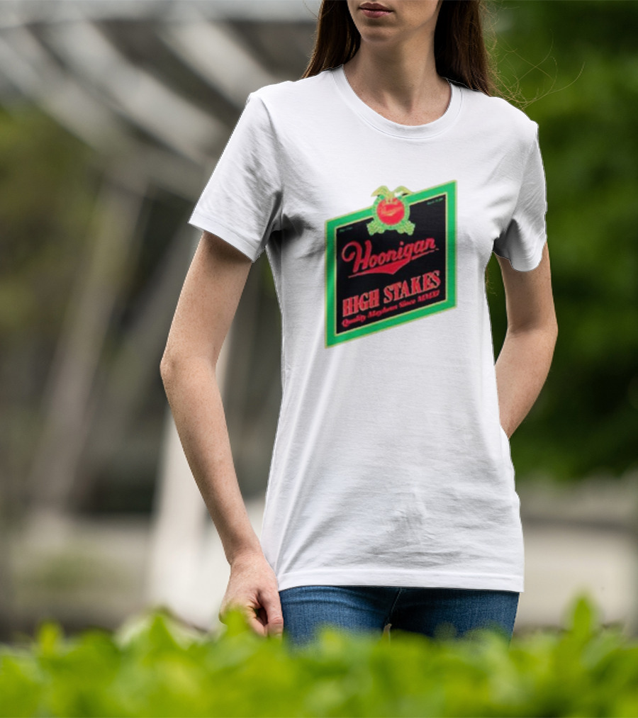 Hoonigan High Stakes Quality Mayhem Since MMXI Retro Apple Crate Label T-Shirt
