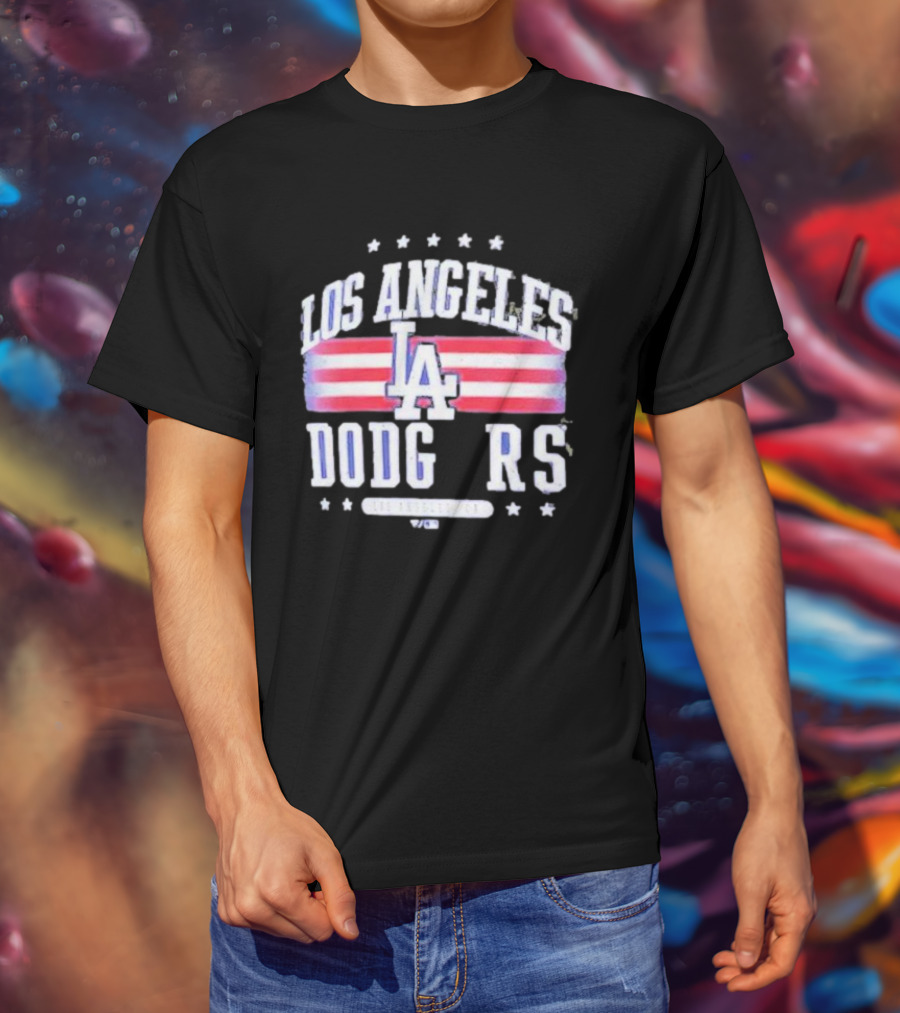 Los Angeles Dodgers Americana LA Stripes Stars T-Shirt