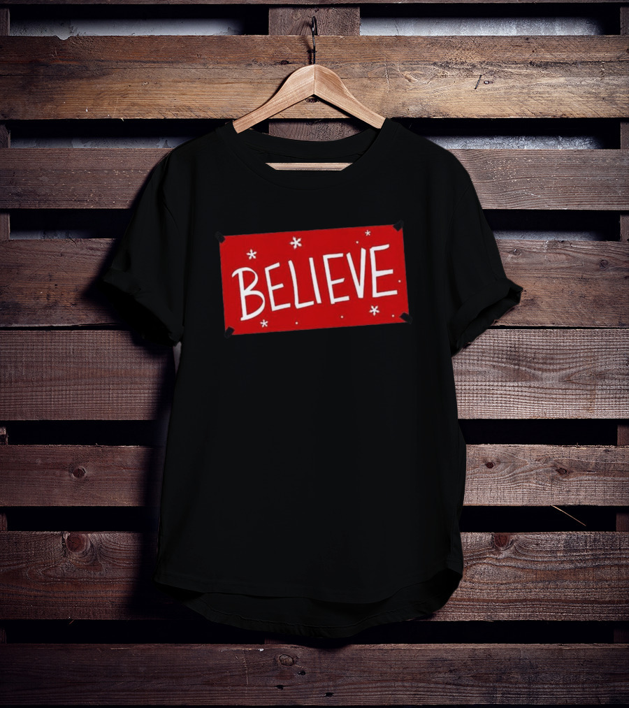 Believe Red Christmas Snowflakes T-Shirt