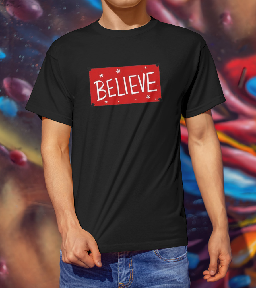 Believe Red Christmas Snowflakes T-Shirt