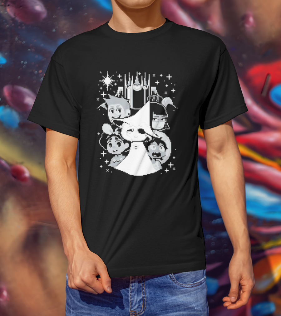 In Stars And Time Characters Pixel Art Cosmic Adventure T-Shirt