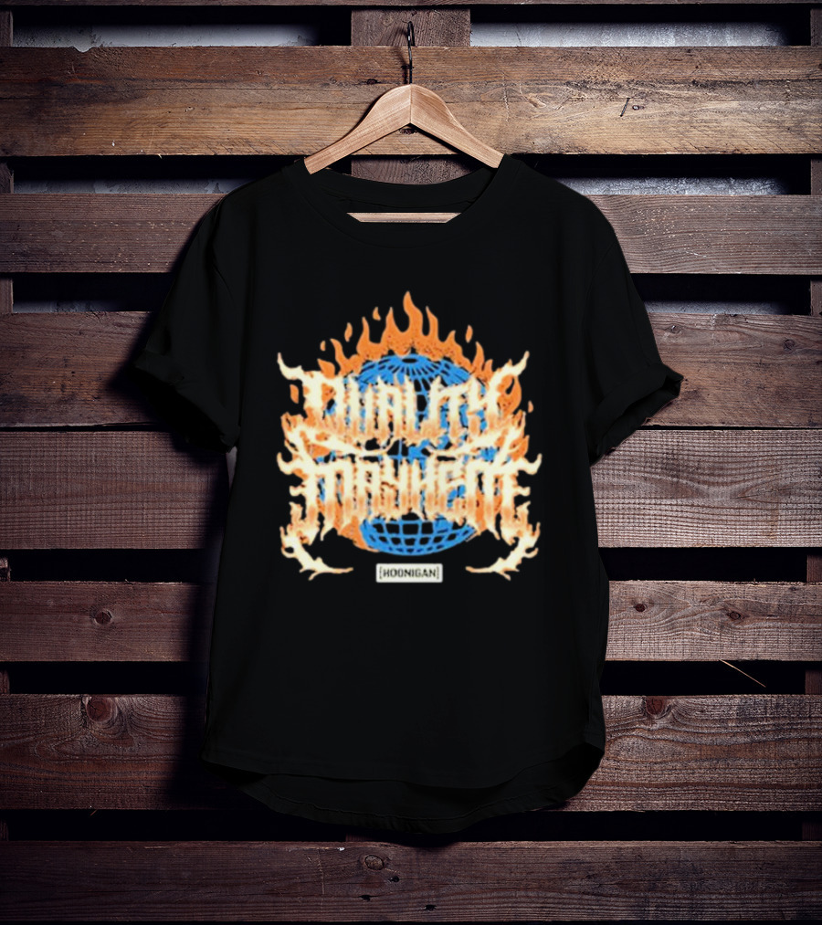 Hoonigan Burnt Mayhem World Globe Flames T-Shirt