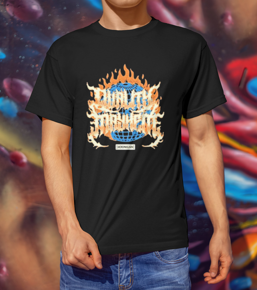 Hoonigan Burnt Mayhem World Globe Flames T-Shirt