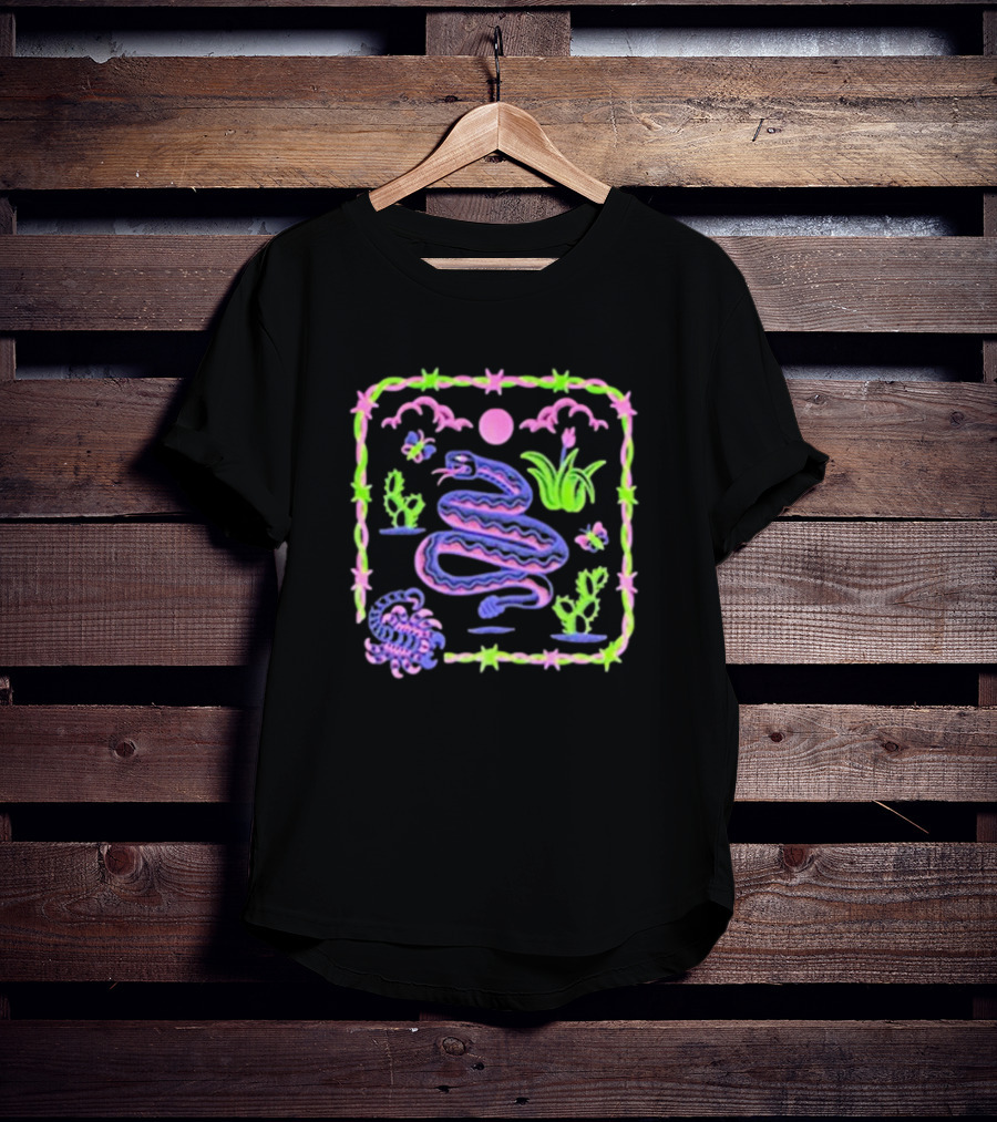 Night Creeps Snake Moon Cactus And Stars T-Shirt