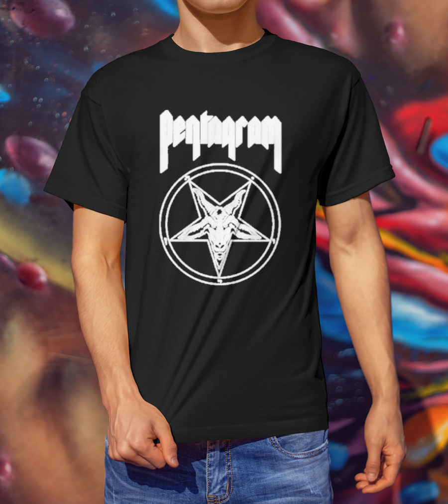 Pentagram Goat Head Circle Night Shift T-Shirt