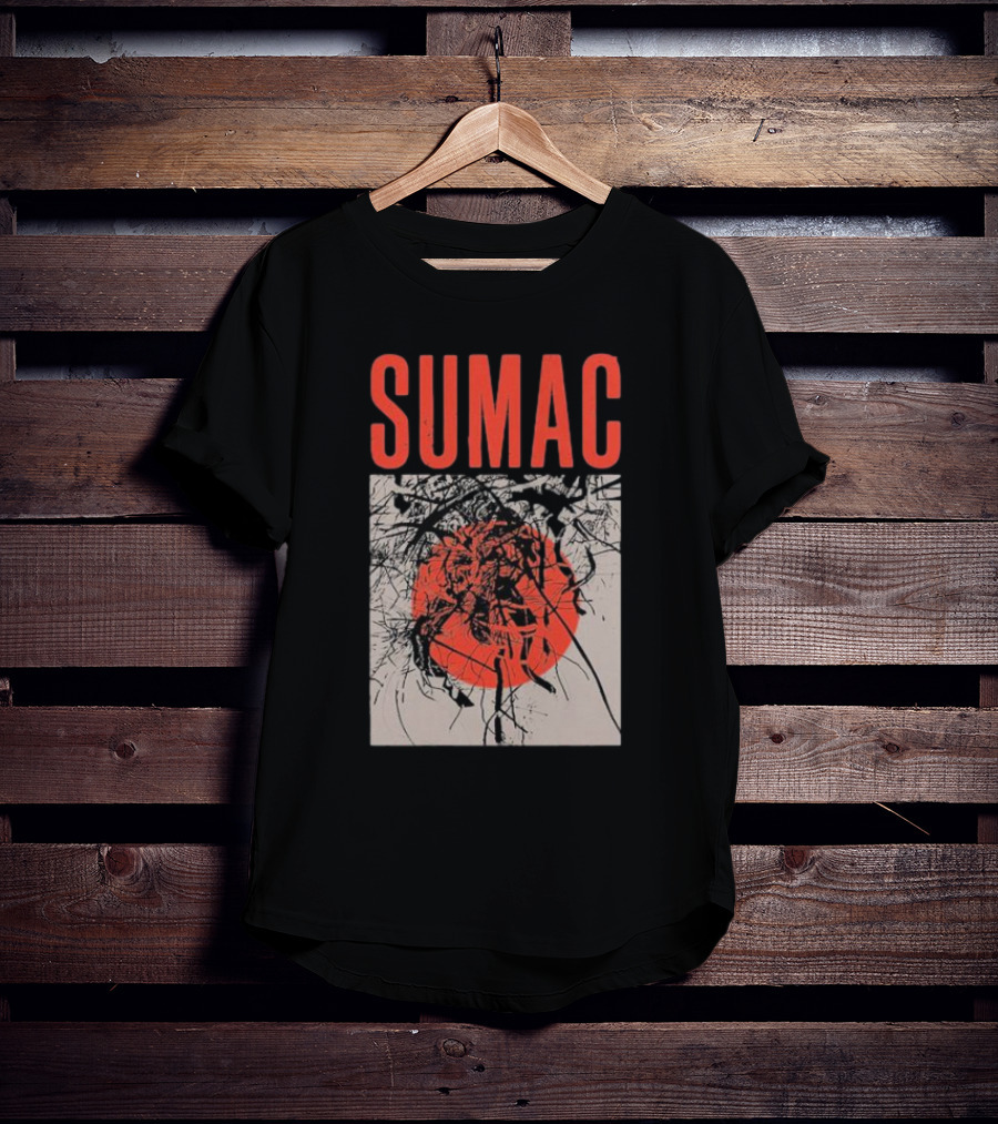 Sumac Shadow Art With Red Circle And Black Lines T-Shirt