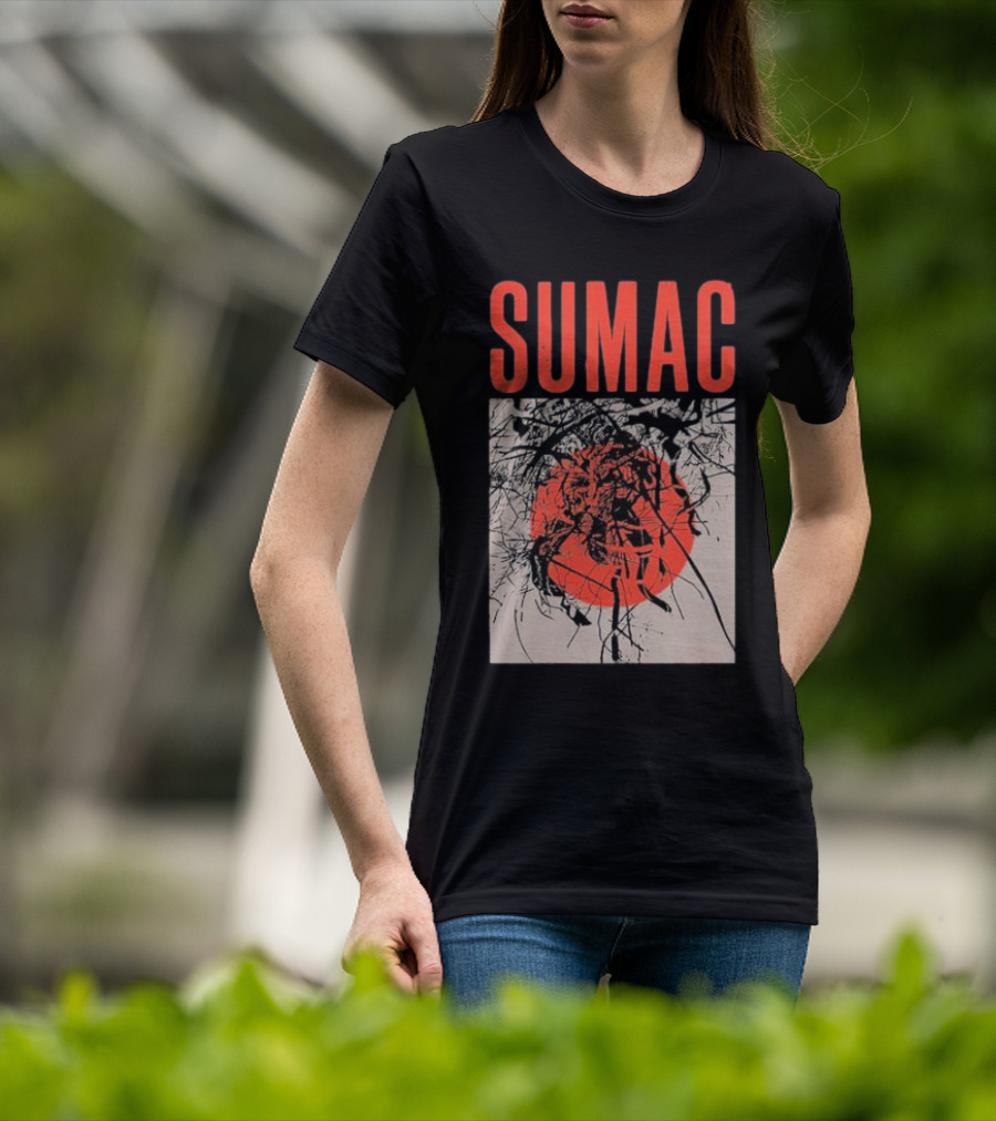 Sumac Shadow Art With Red Circle And Black Lines T-Shirt