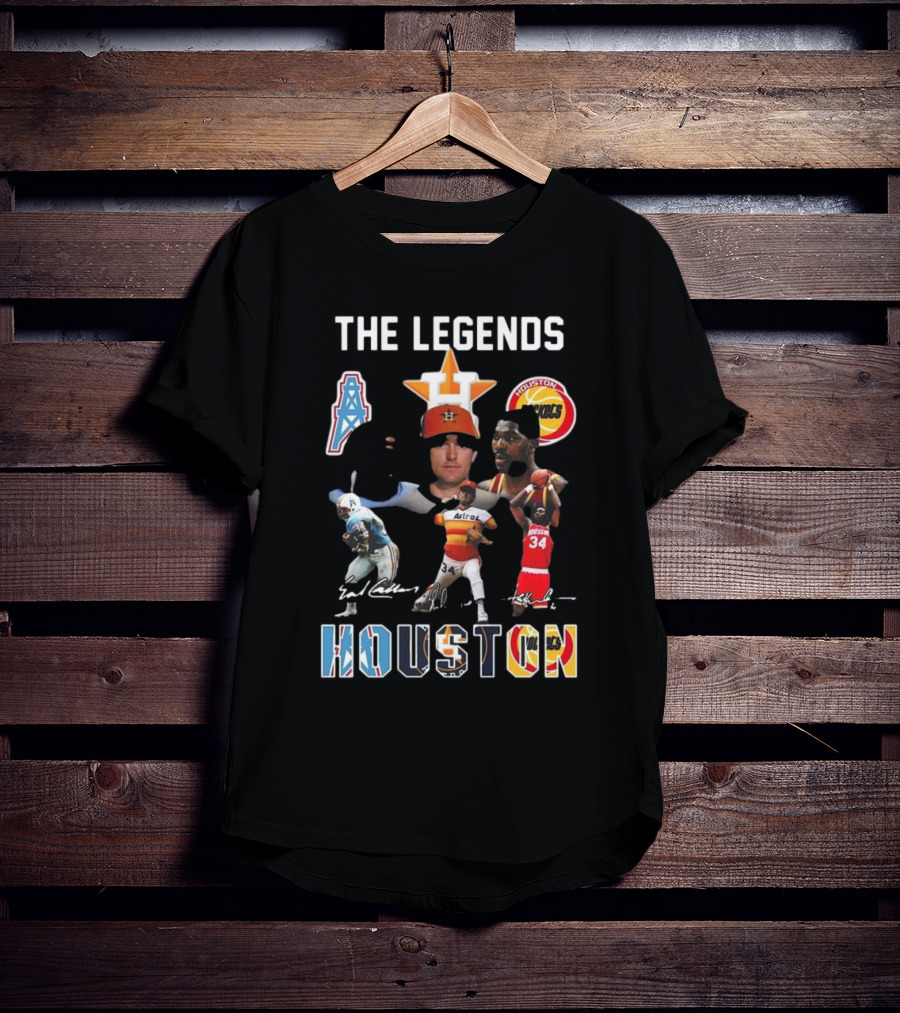 The Legends Of Houston Oilers Astros Rockets 34 Signatures H-Town T-Shirt