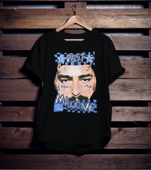 Post Malone Dallas Cowboys Blue Star Tattoo Face T-Shirt