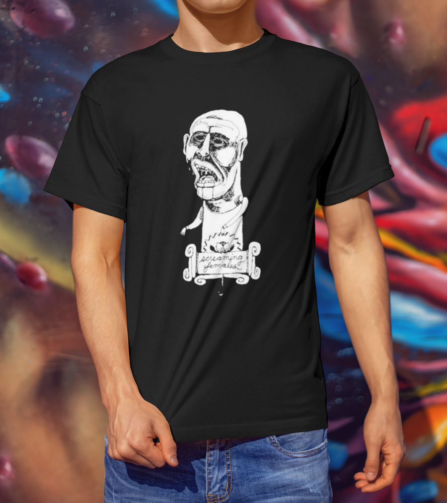 Screaming Females Band Illustration Black And White Head T-Shirt