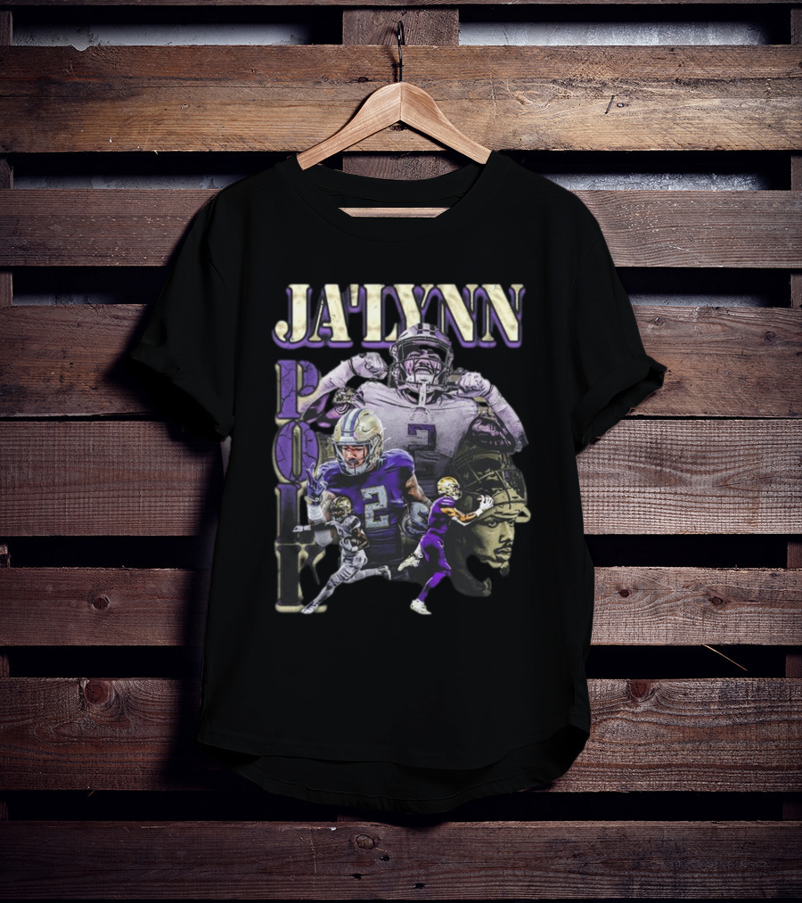 Jaylynn Polk Vintage Football Style Purple And Gold Player Collage T-Shirt