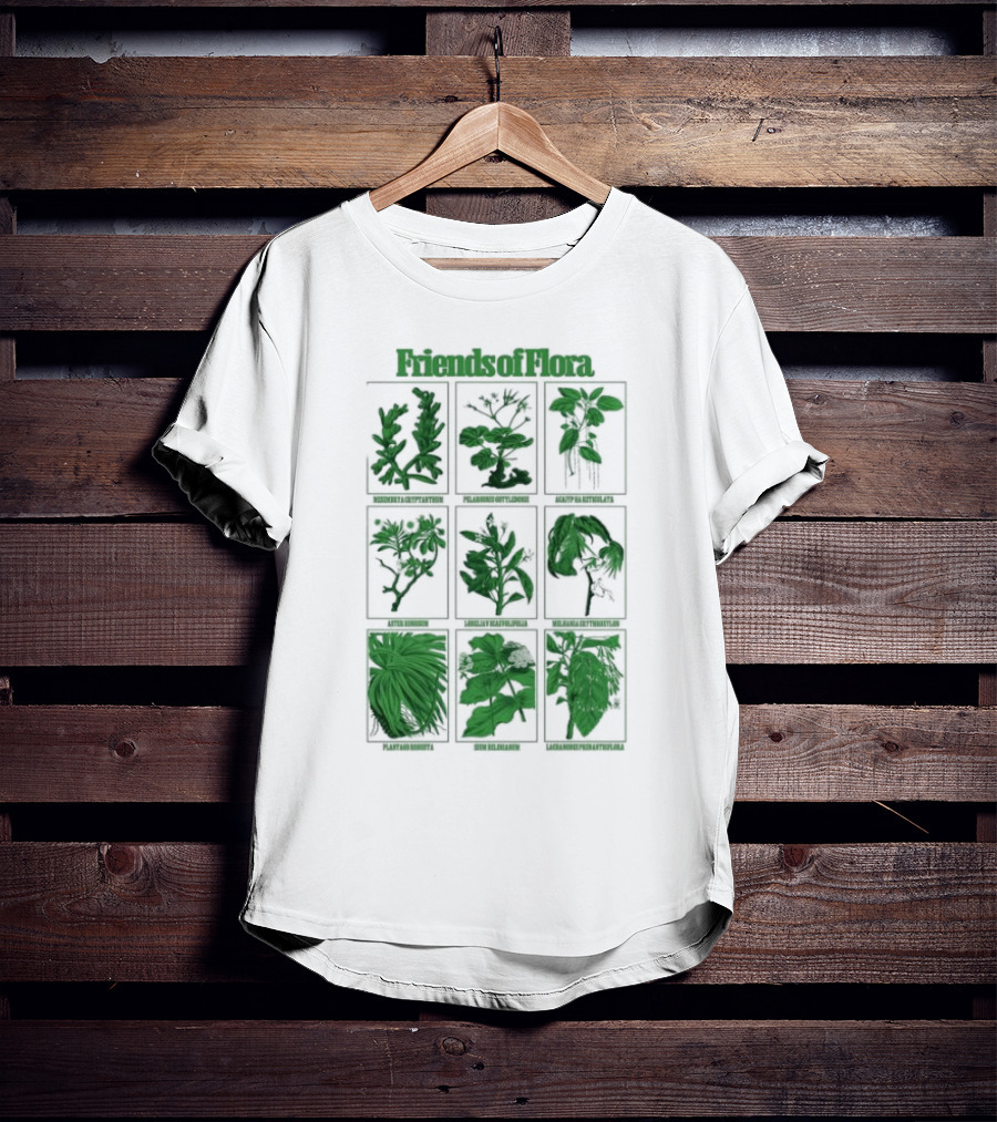 Friends Of Flora Plants Green Botanical Compilation T-Shirt