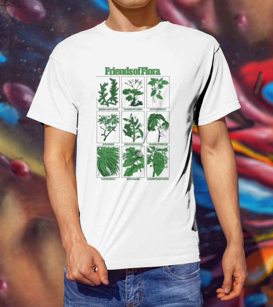 Friends Of Flora Plants Green Botanical Compilation T-Shirt