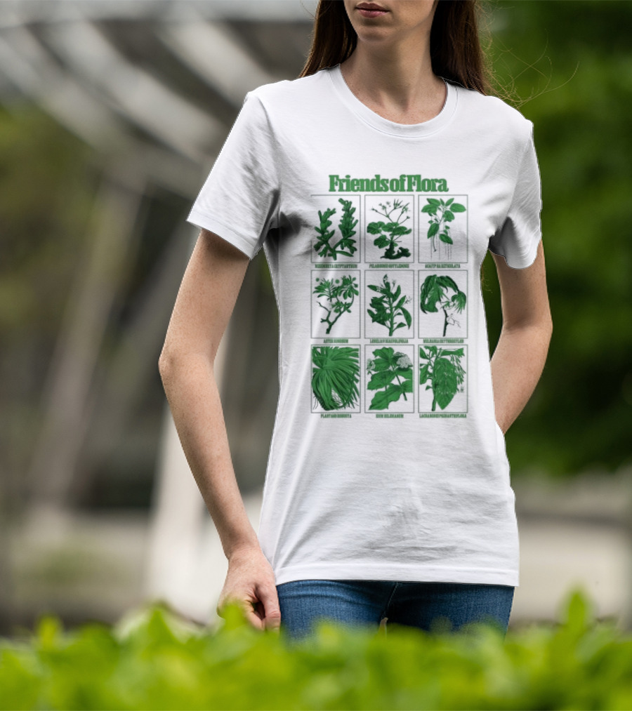 Friends Of Flora Plants Green Botanical Compilation T-Shirt