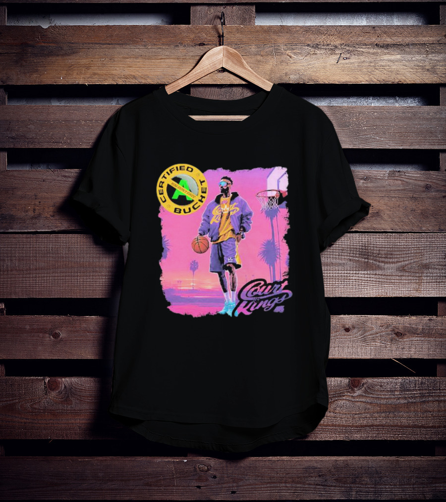 Certified Bucket Court Kings Style Basketball Sunset Scene T-Shirt