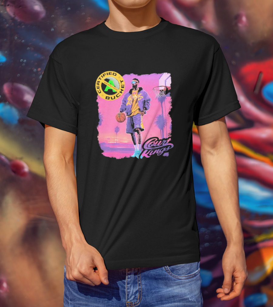 Certified Bucket Court Kings Style Basketball Sunset Scene T-Shirt