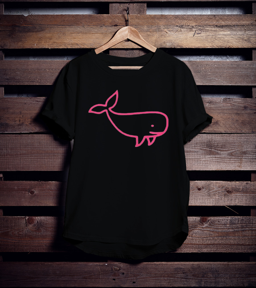 Awhalefact Big Whale Pink Outline Simple Drawing T-Shirt