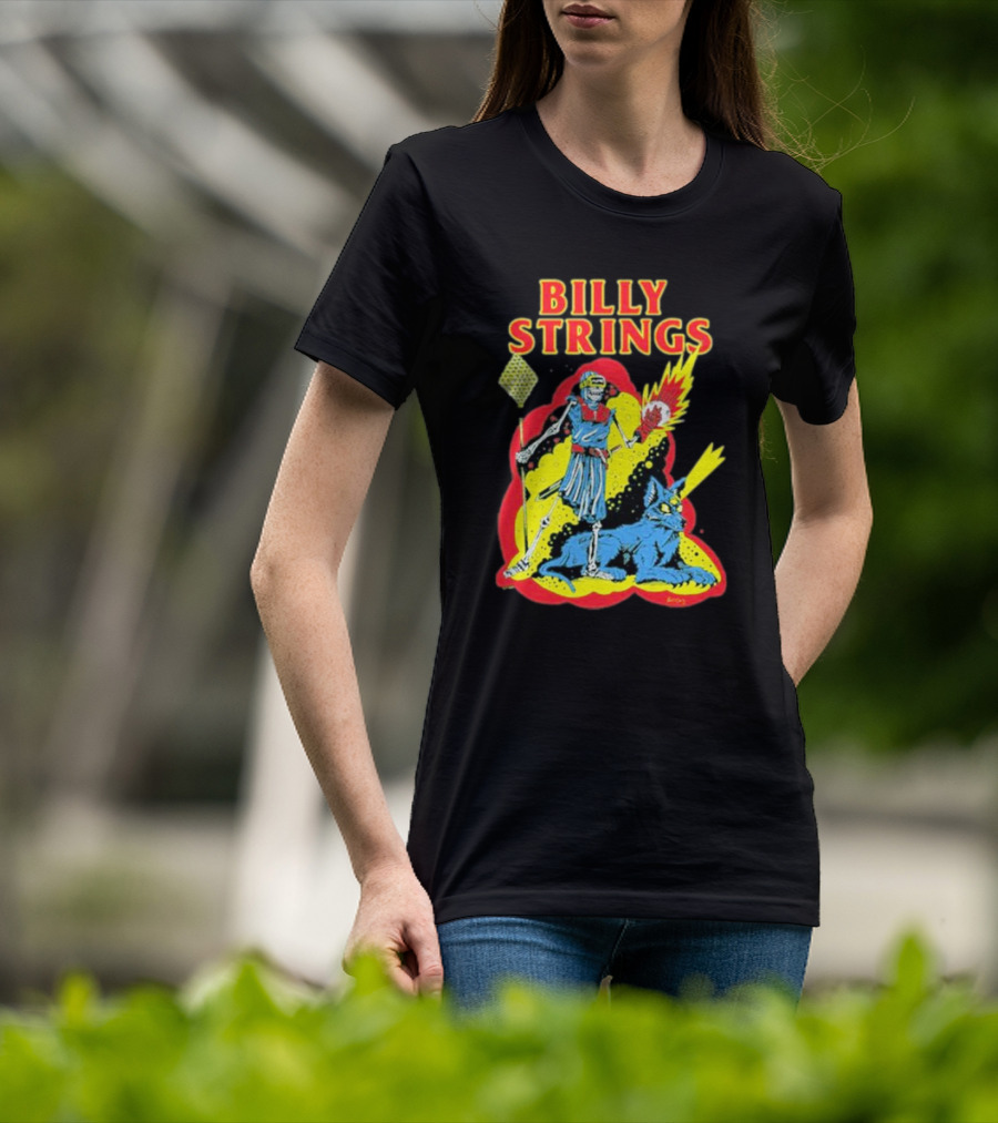 Billy Strings Skeleton Warrior With Blue Cyclops Cat T-Shirt