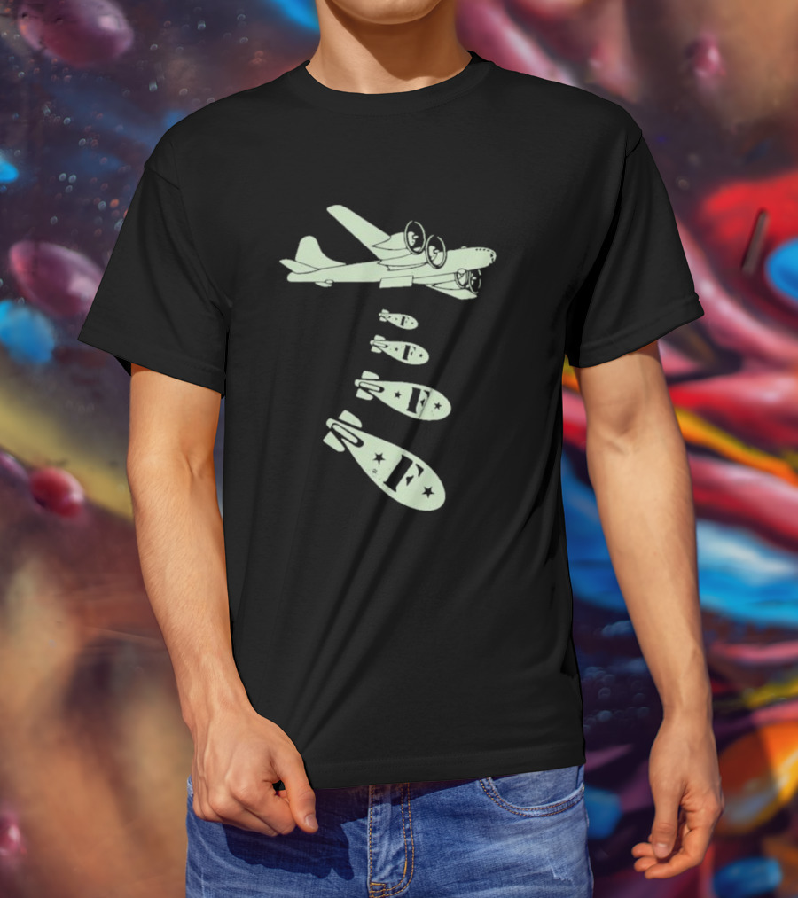 Vintage Bomber Dropping F Bombs Airplane T-Shirt