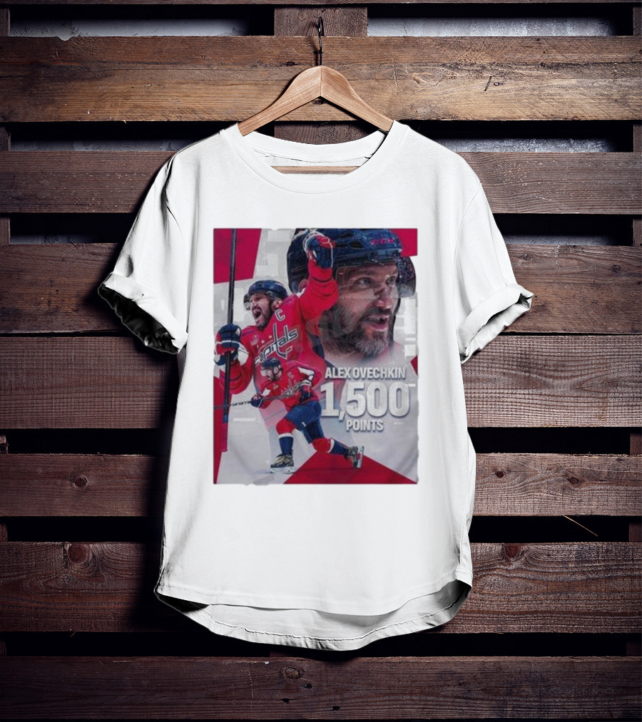 Alex Ovechkin 1500 Points Celebration Washington Capitals Red And White Hockey T-Shirt