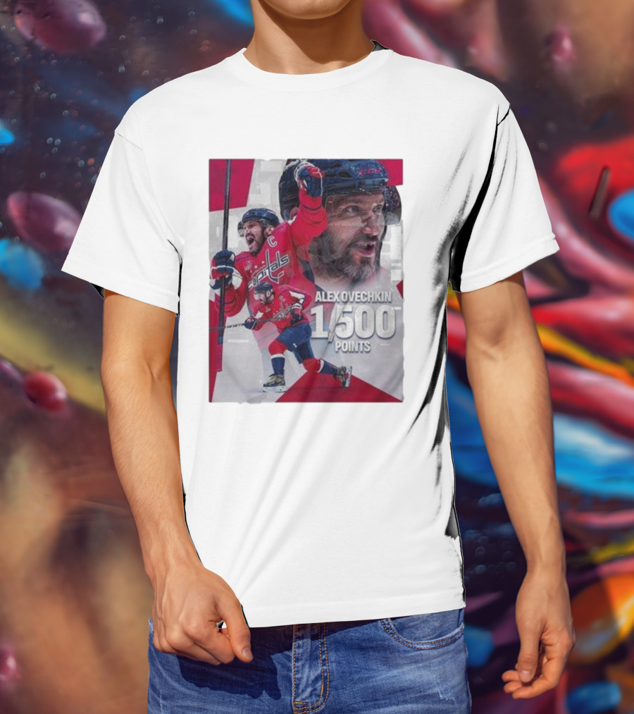 Alex Ovechkin 1500 Points Celebration Washington Capitals Red And White Hockey T-Shirt
