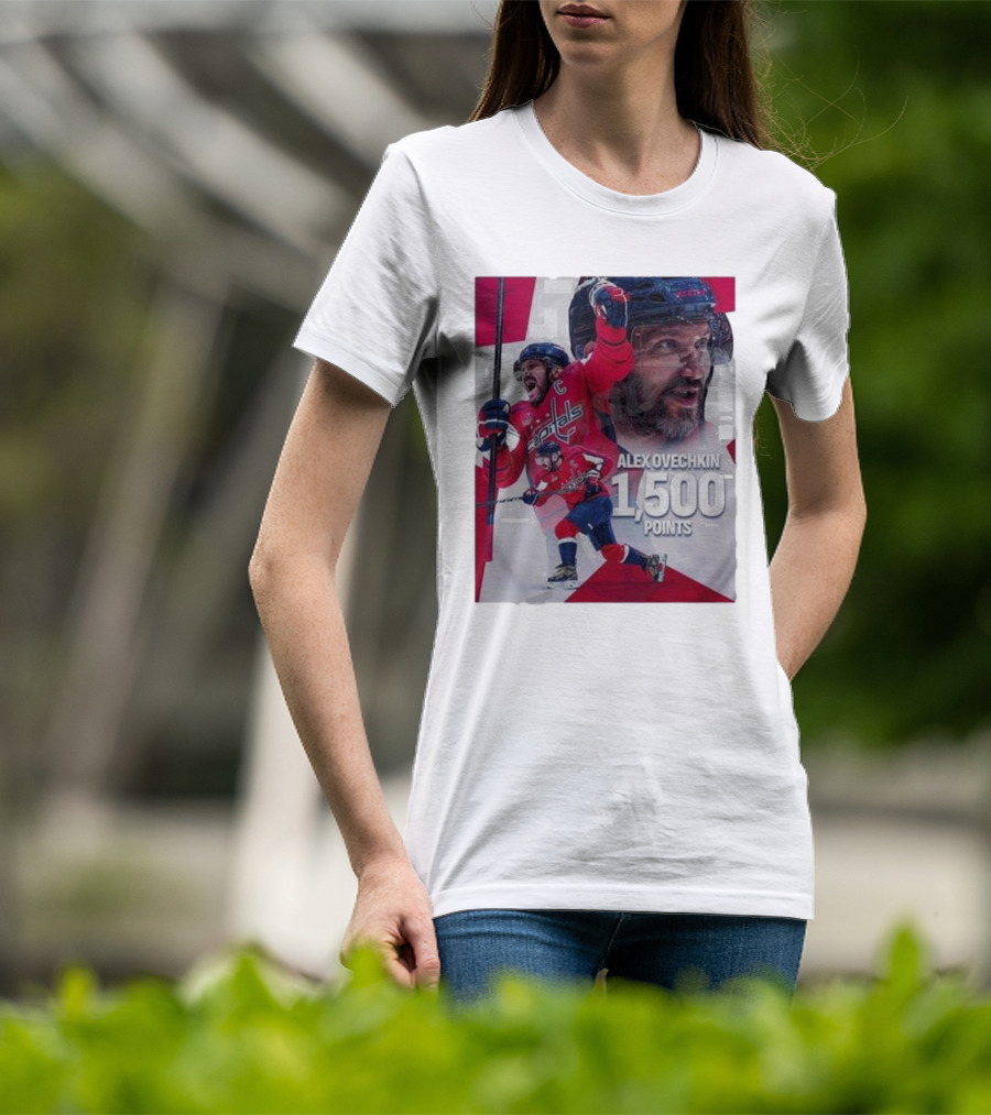 Alex Ovechkin 1500 Points Celebration Washington Capitals Red And White Hockey T-Shirt