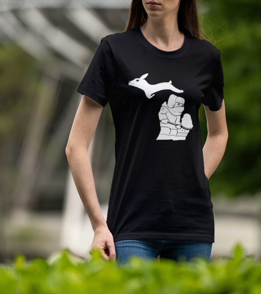 Michigan Snow Shoveling And Skiing Hare T-Shirt