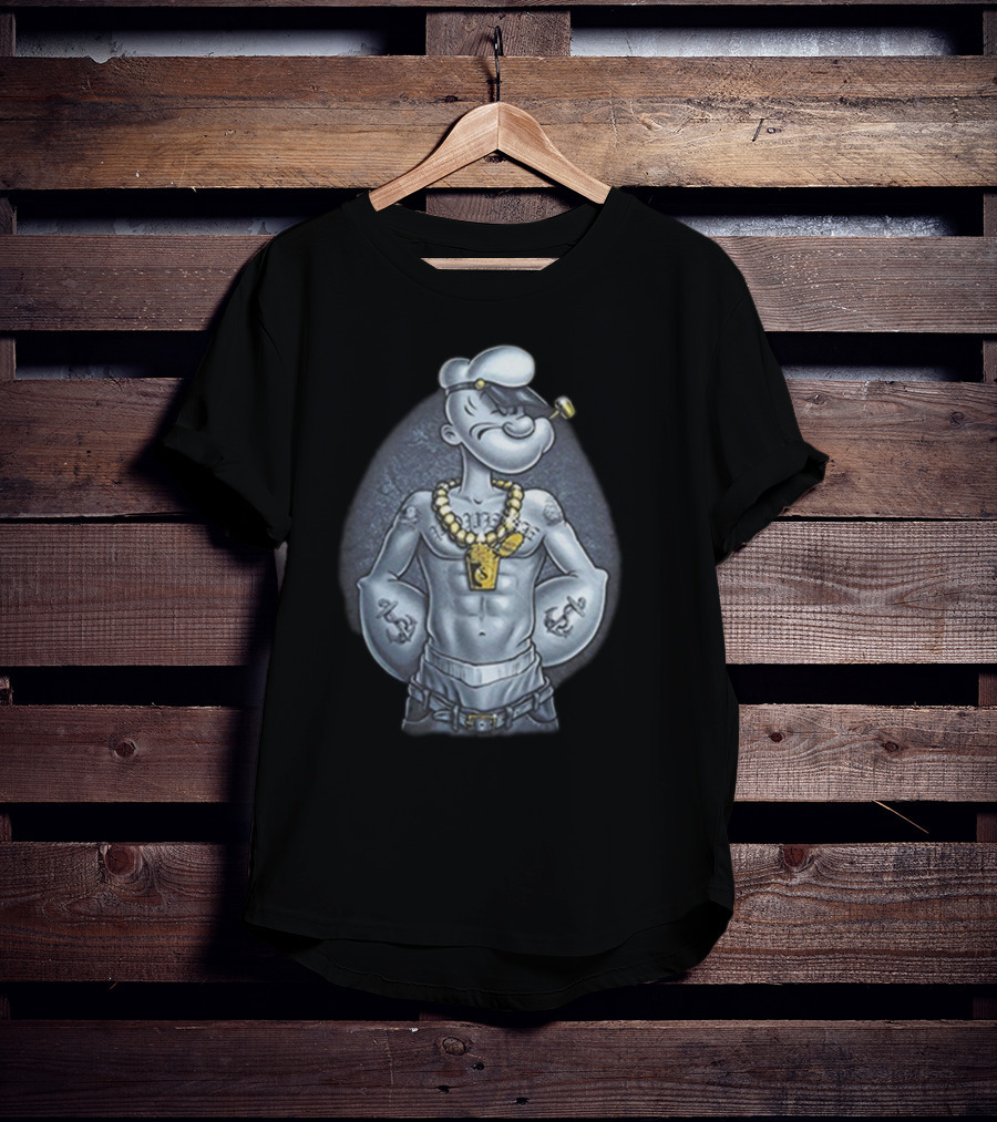 Popeye The Sailor Man Gangster Thug Jewelry Tattoos Pipe T-Shirt