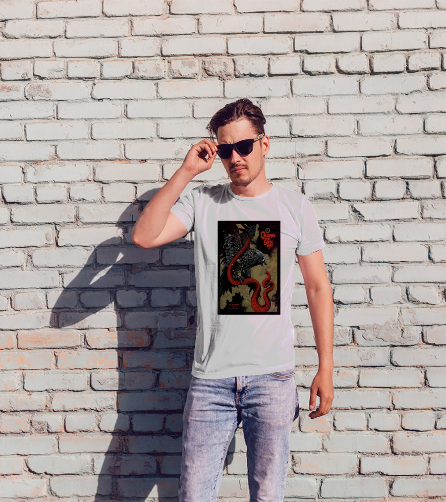 Queens Of The Stone Age R Mederos Art With Red Snake And Black Bird December 9 T-Shirt