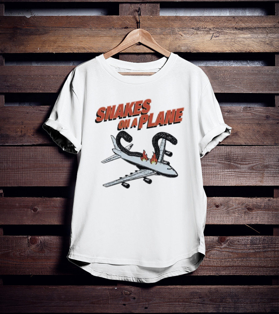 Snakes On A Plane Fire Flames Jet Airliner T-Shirt