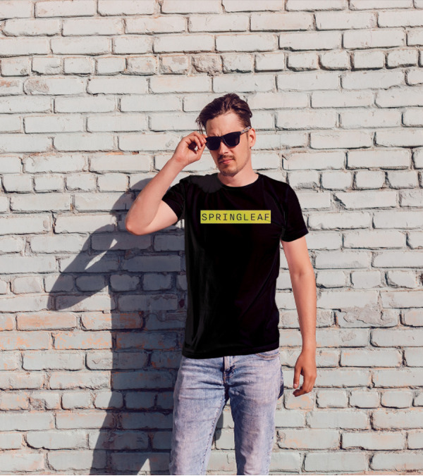 SPRINGLEAF Black And Yellow Minimalist T-Shirt