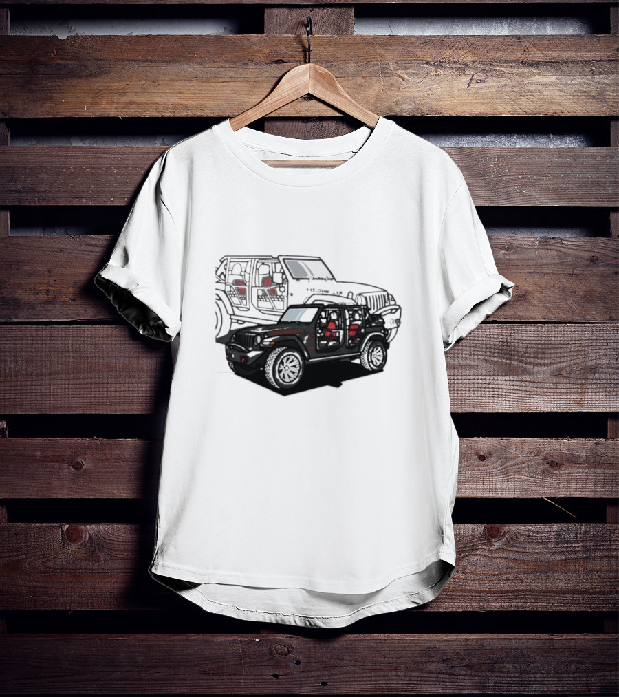 Tunic Jeep Car Illustration With Adventure Elements T-Shirt