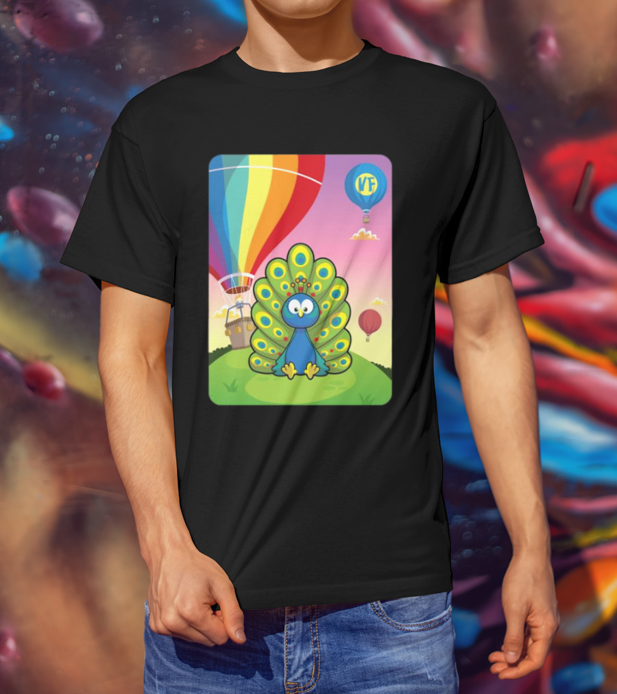 Vee Friends Practical Peacock Colorful Hot Air Balloon Vee Friends T-Shirt