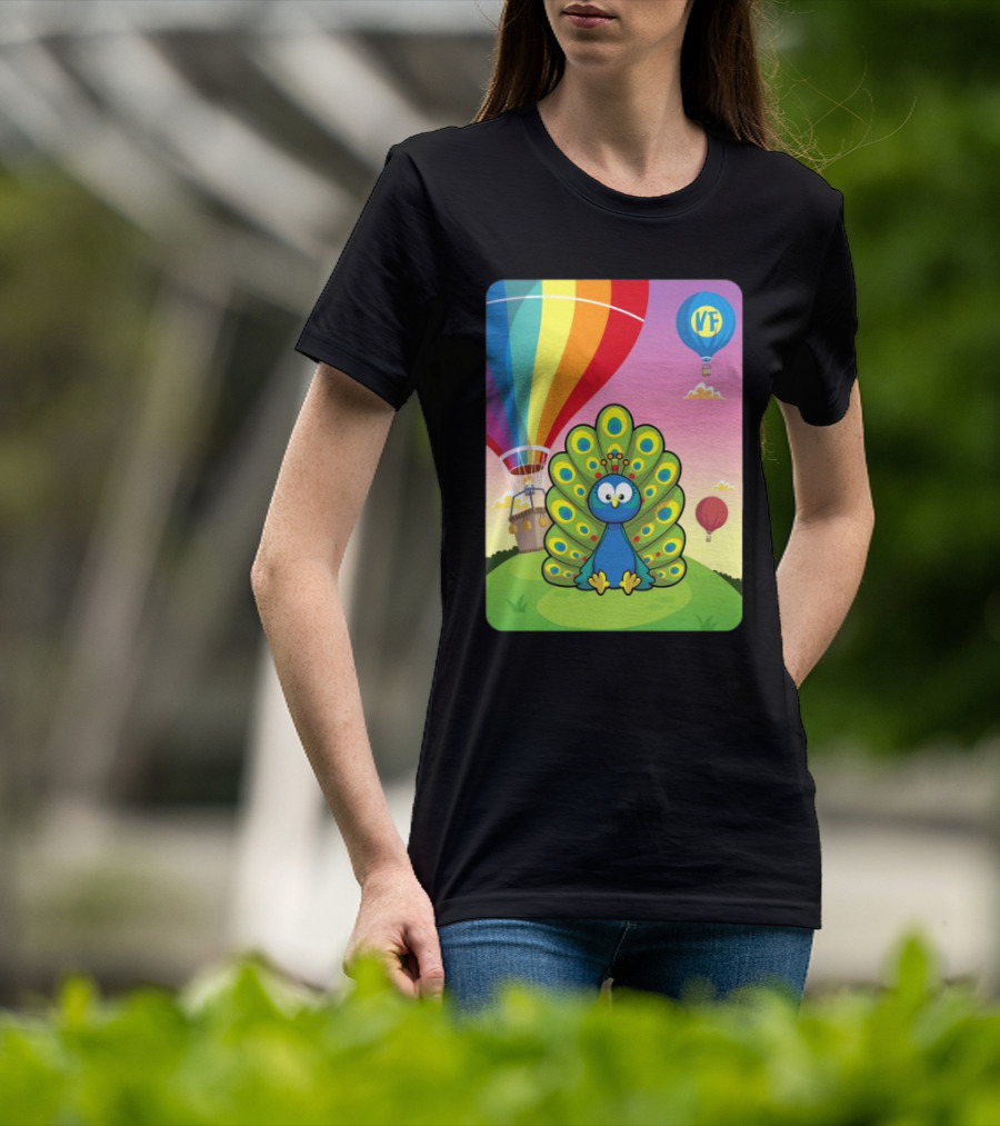 Vee Friends Practical Peacock Colorful Hot Air Balloon Vee Friends T-Shirt