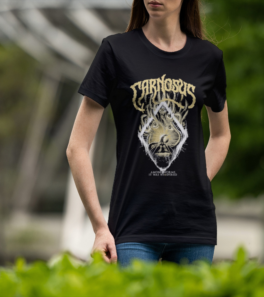 Carnosus Among Worms It Was Whispered Three-Eyed Mystical Face Enclosed In Sunburst Lines T-Shirt