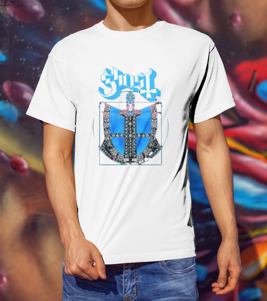 Ghost Vitruvian Skeleton Pope T-Shirt