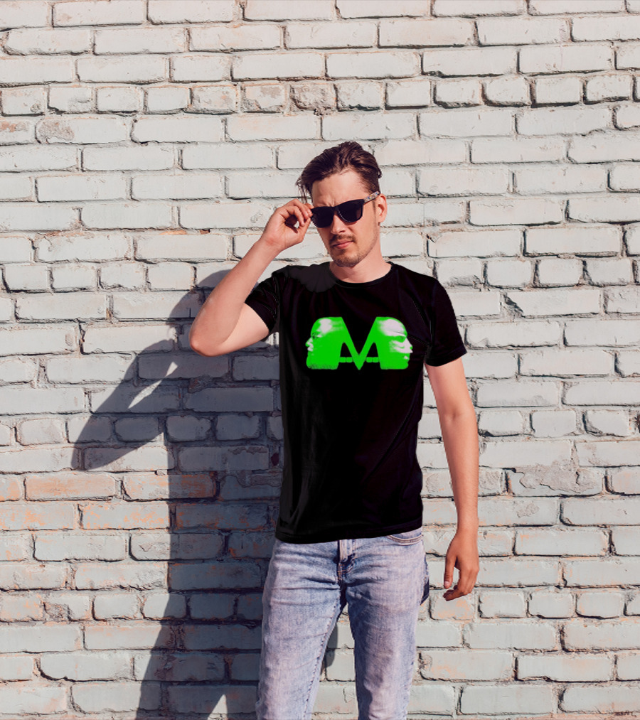 Mansionz M Faces Neon Green Portrait T-Shirt