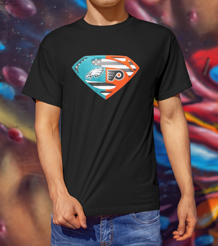 Philadelphia Eagles Philadelphia Flyers Superman Logo Mashup T-Shirt