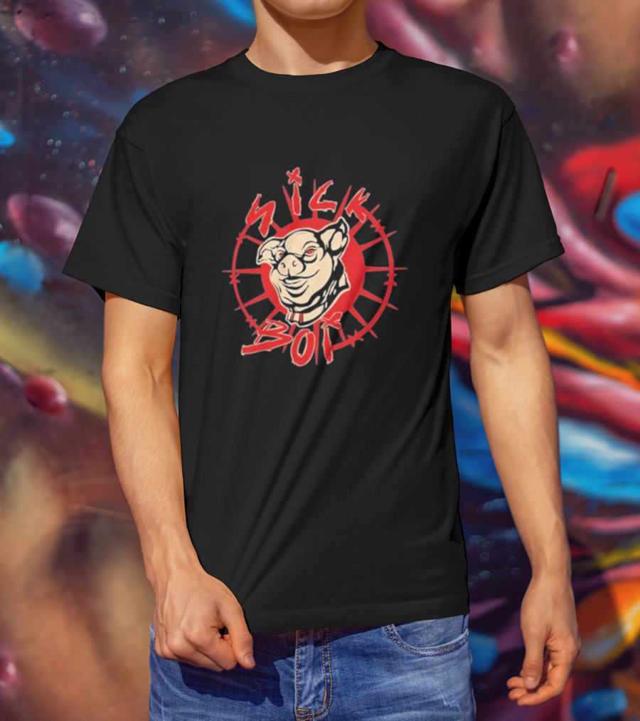Sick Boy Pig Starburst Emblem T-Shirt