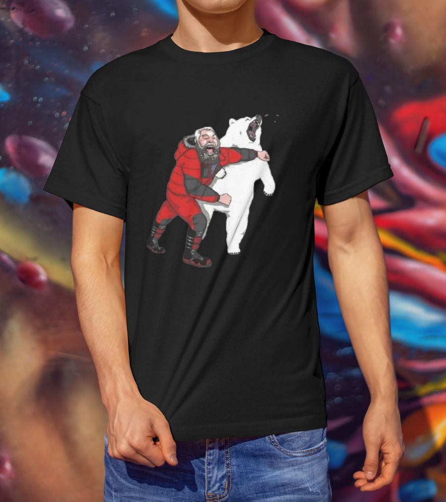 Blessed Bear Fighter Polar Punching Scene T-Shirt