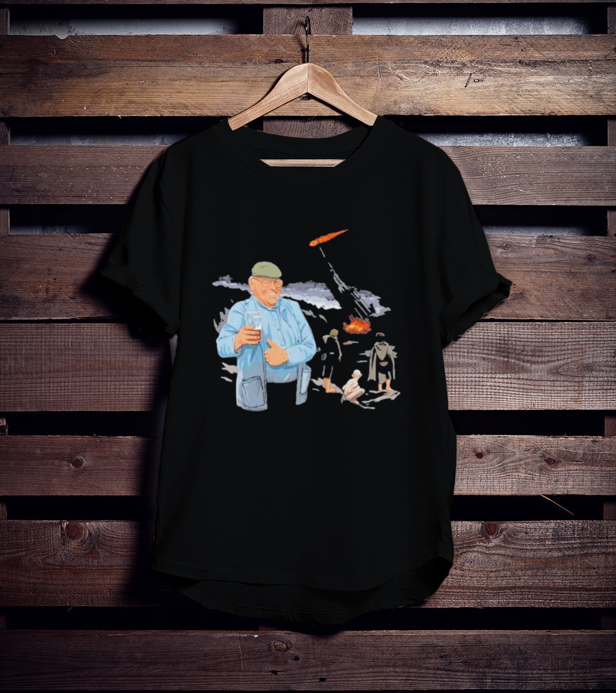 Dibnah Versus Sauron Gandalf, Hobbits, And Industrial Chimney In Middle-earth Scene T-Shirt