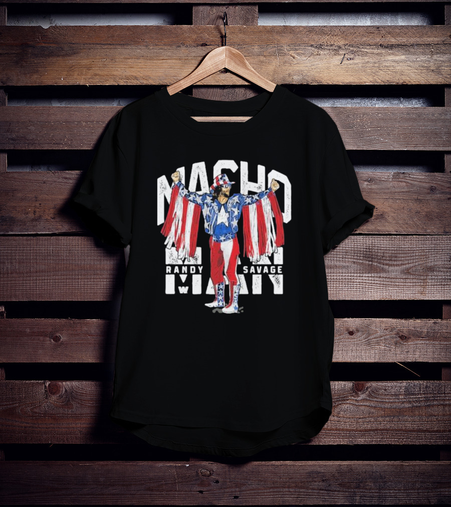 Macho Man Randy Savage Stars And Stripes 500 Level Patriotic Pose T-Shirt