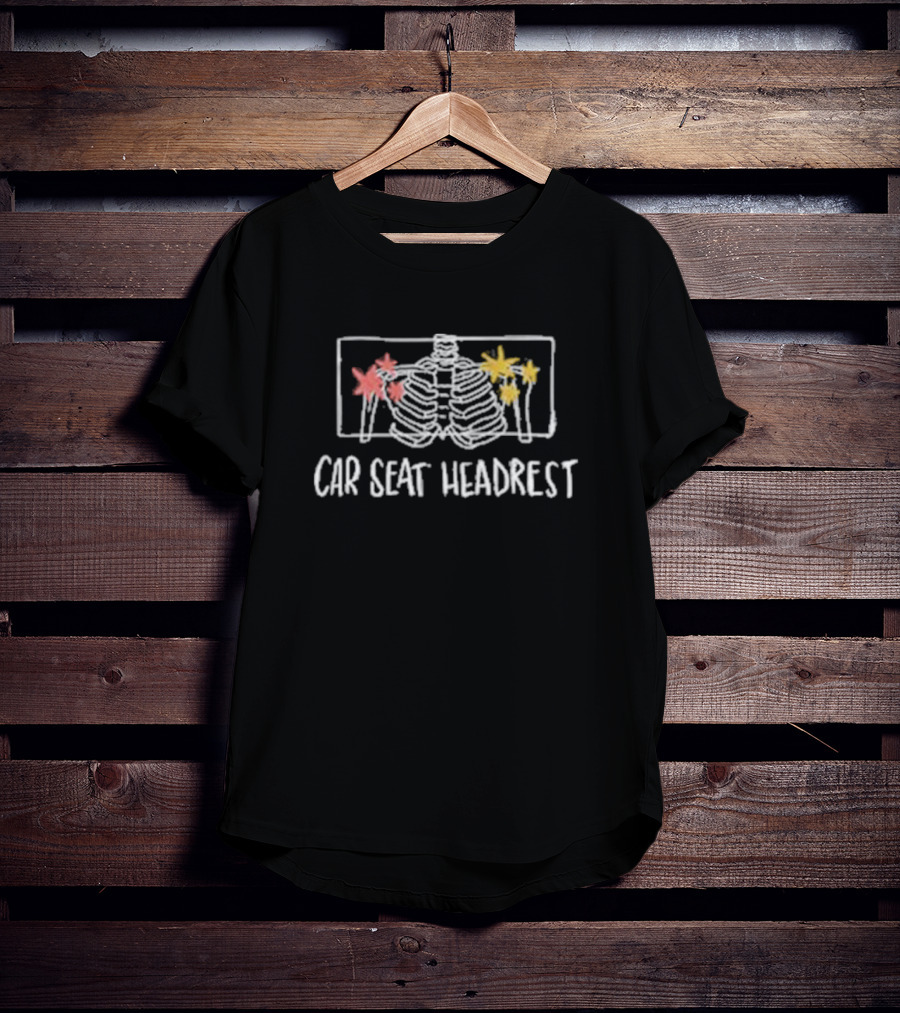 Car Seat Headrest Skeleton With Palm Trees T-Shirt
