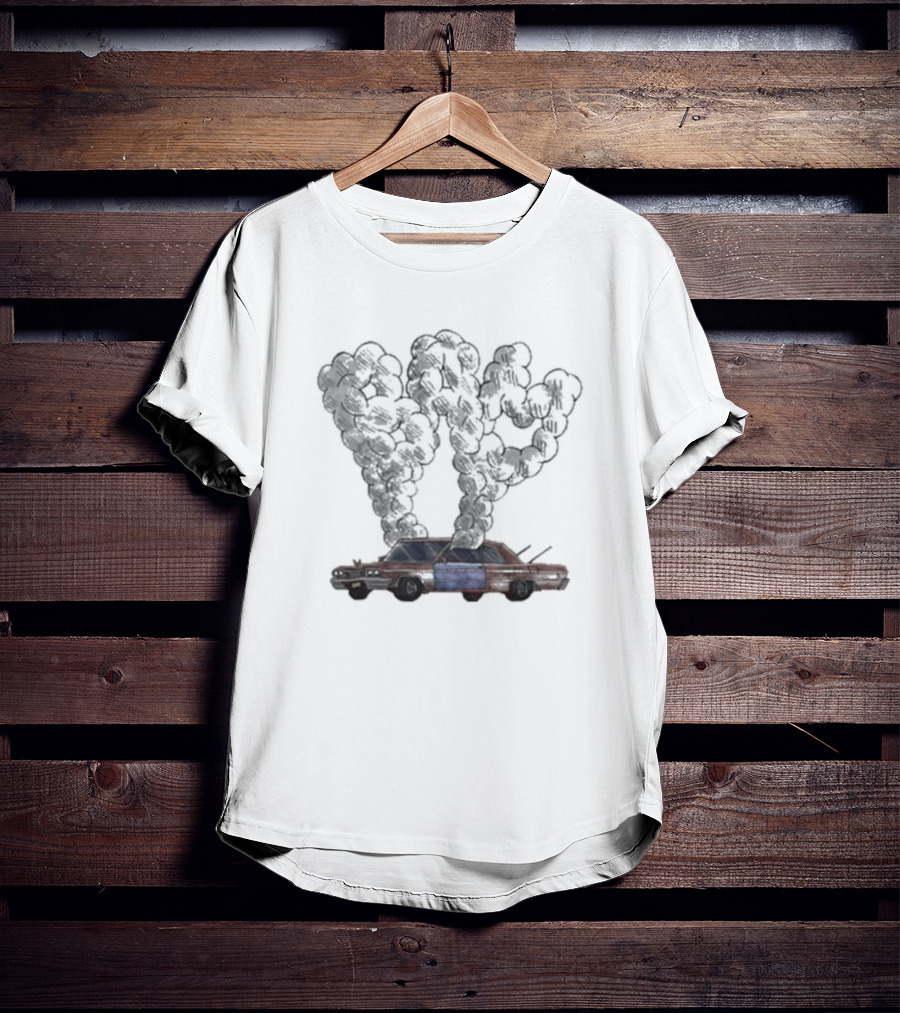 Kanel Joseph Bam Detailed Illustration Vintage Car Visual Exhaust Plumes T-Shirt
