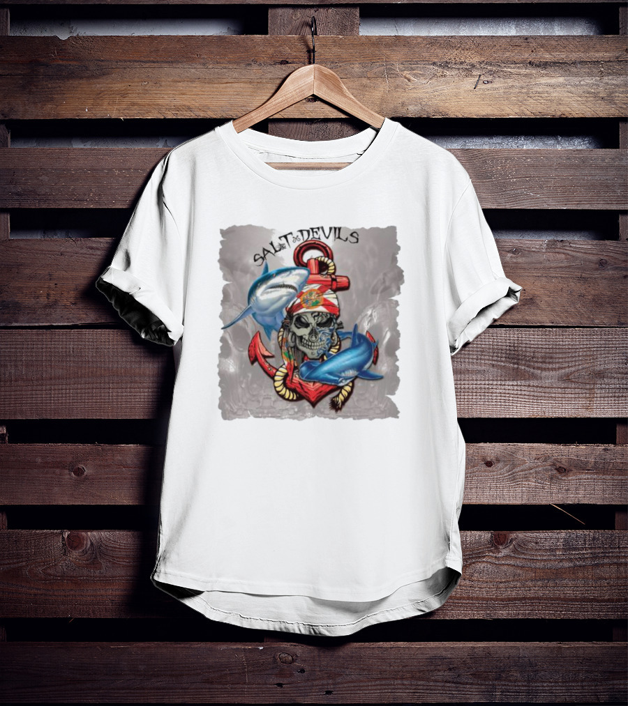 Salt Devils Pirate Skull Anchor Sharks T-Shirt