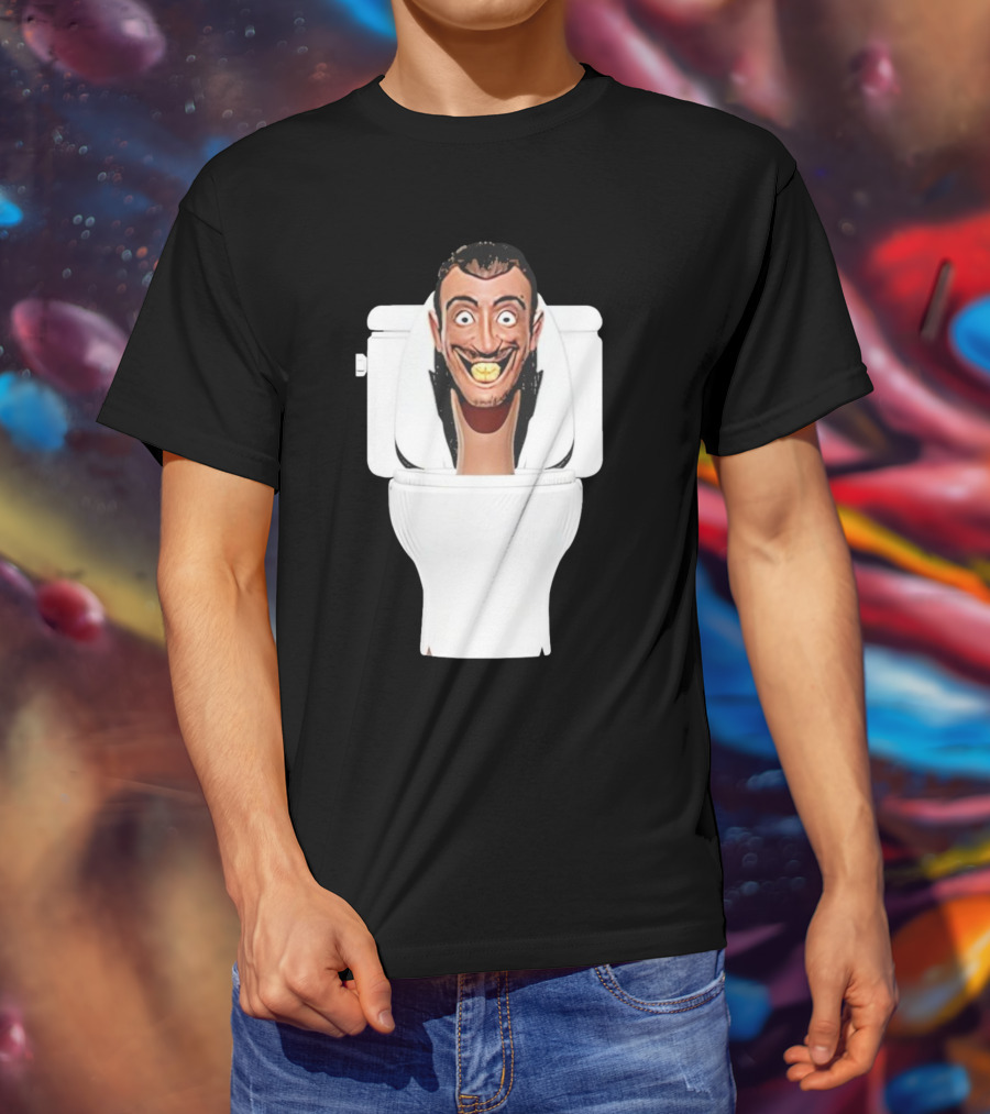 Skibidi Toilet Funny Face Character Head In Commode T-Shirt