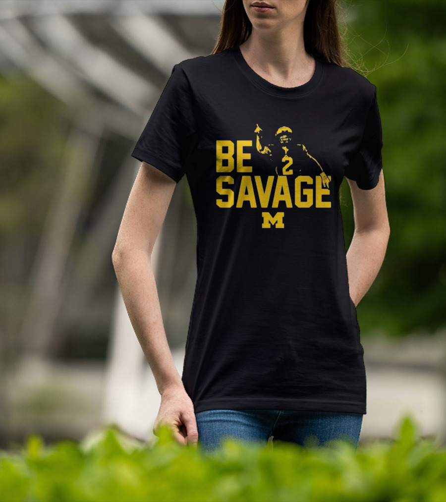 Be Savage Michigan Football Number 2 M T-Shirt
