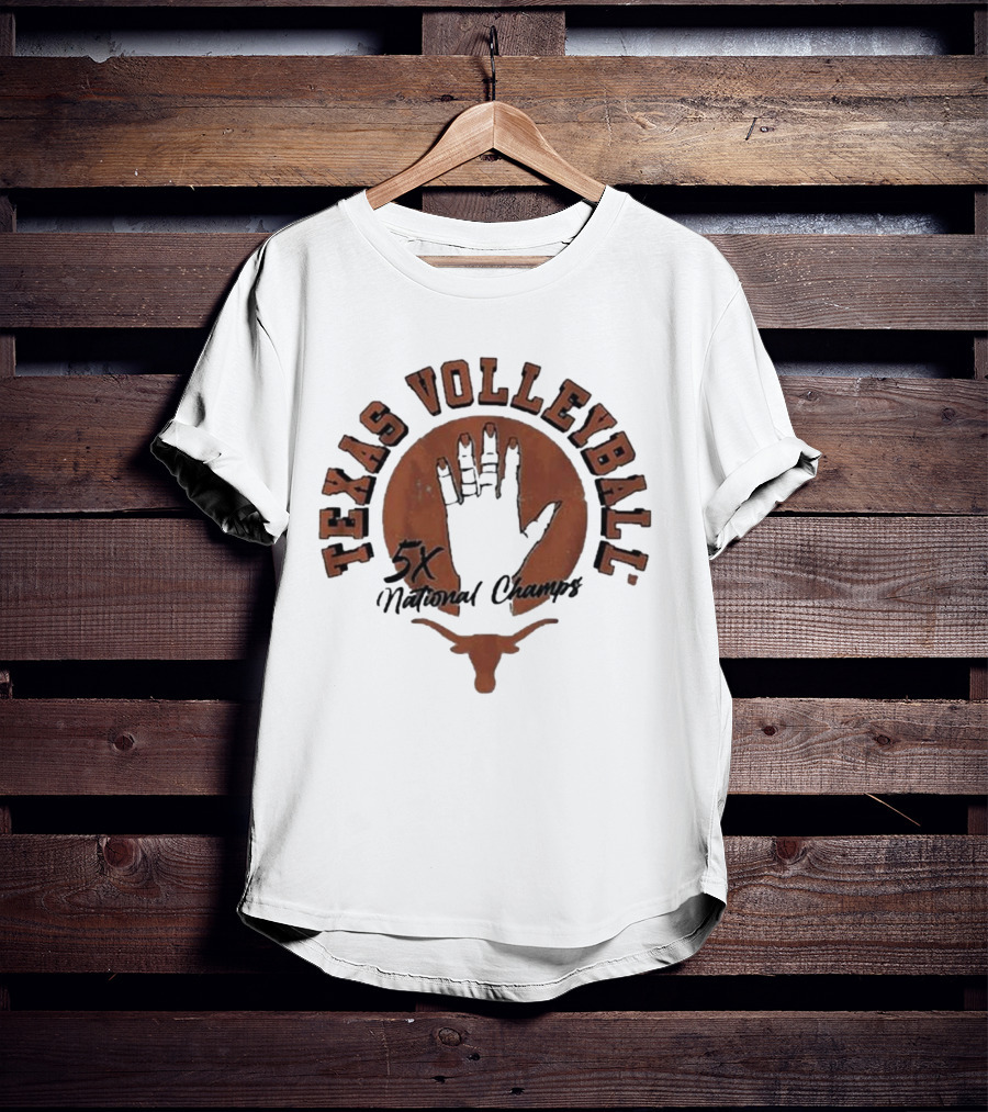 Texas Volleyball 5x National Champs Longhorn Handprint T-Shirt