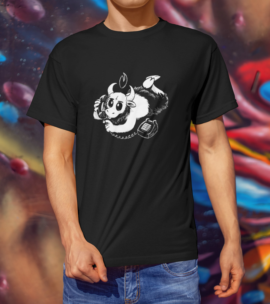 Belzebubs Satan Calls Gothic Cartoon Sheep On Phone T-Shirt