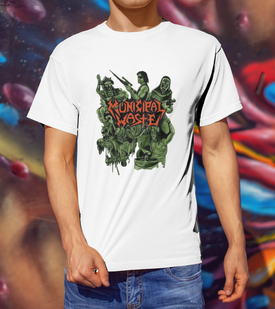 Municipal Waste Zombie Collage With Gas Masks And Weapons T-Shirt